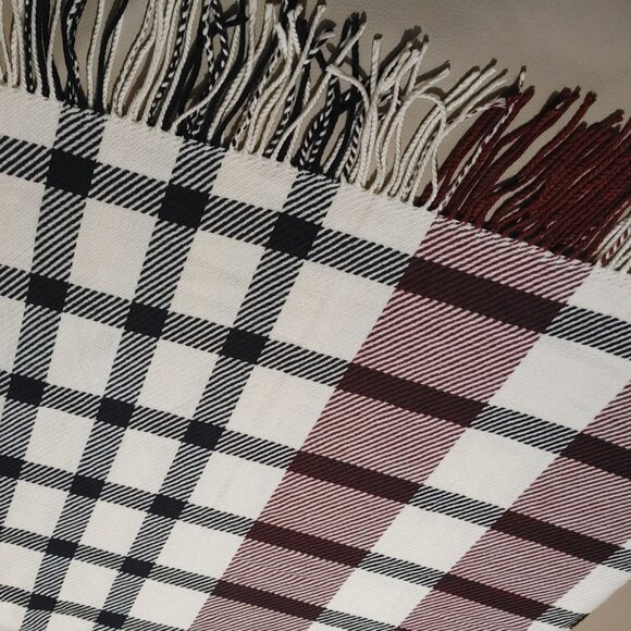 Plaid Scarf Large Wide Love Lore Oversized Fringe Detail Dual Toned Soft Wrap - Picture 4 of 8